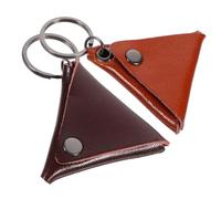 Mipcase 2Pièces Étui Cuir pour Plectres de Guitare Porte Clés Pratique et Durable Sac de Rangement Compact pour Accessoires de Guitare Ukulélé et Basse Marron et Orange