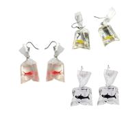 Mipcase 3 Paires Boucles Oreilles Requin Créatives Femme Colorées Aléatoires Bijoux Légers et Durables pour Travail Voyage et Quotidien Couleur Aléatoire