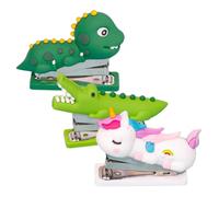 Mipcase 3 pièces Agrafeuse de Bureau Petite et Légère Agrafeuse Manuelle Réutilisable Design Cartoon Mignon pour Étudiants Bureau et École Portable et Pratique