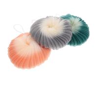 Mipcase 3 pièces Boule de Bain Exfoliante Douce et Colorée Éponge Fleur pour Corporel et Pratique pour Maison et Voyage Orange Vert Foncé Café