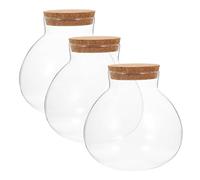 Mipcase 3 pièces Bouteille Écologique Verre Transparent Pot Micro Paysage pour Mousse et Terrarium Récipient Décoratif Intérieur sans Lumière Bocal Hermétique avec Bouchon Liège