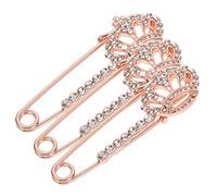 Mipcase 3 pièces Broche Épingle Couronne Épingle de Décorative pour Gilet Châle et Manteau Accessoire Féminin Chic et Brillant Rose Doré