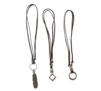 Mipcase 3 pièces Collier Cuir Vintage Double Anneau pour Hommes et Femmes Pendentif Rétro Cordon Ajustable pour Style Décontracté