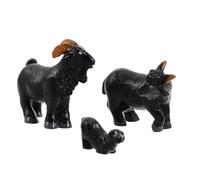 Mipcase 3 pièces Figurines Miniatures de Chèvres Noires Résine de Modèles Réalistes pour Décoration de Ferme et Jardin Féerique Accessoires pour Micro-paysages et Ornements Naturels