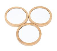 Mipcase 3 Pièces Miroir portatif Miroir Compact Double Face Vintage Filles mirroir de Poche Rond Simple Petit Miroiter de Voyage en Bois