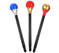 Mipcase 3 pièces Set de Bâtons Royaux en Plastique avec Pierres Colorées Accessoires Magiques pour Théâtre Halloween et Cosplay Jouets Drôles et Réalistes pour Garçon Fille