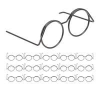 Mipcase 30 Pièces Mini Wire Eyeglasses for Crafts Round Metal Frame Tiny Doll Glasses No Lens Dollhouse Accessories and Photo Props for Party Decoration