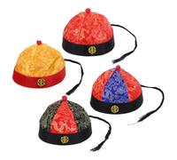 Mipcase 4 Pièces Chapeau Traditionnel Chinois Qing pour Adulte avec Tresses, Style Authentique, Confortable pour Port Prolongé, pour Costumes de Théâtre et Jeux de Rôle