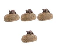 Mipcase 4 Pièces Décor de Jardin Pierre Tortue Cache Clé Extérieur Boîte à Discrète pour Jardin Espace Extérieur