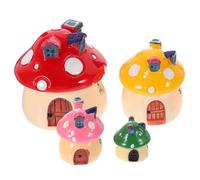 Mipcase 4 Pièces Figurines Miniatures de Maison Champignon en Résine pour Décoration Solide, Accessoire Adorable Style Cartoon, pour Jardin et Maison de Poupée