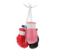 Mipcase 4 Pièces Mini Boxing Gloves Keychain Set Hanging Ornaments For Car Mirrors DIY Crafts And Party Favors Compact Sports Accessories In