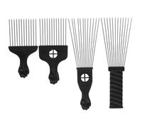 Mipcase 4 pièces Peignes Afro Acier Inoxydable Peigne à Dents Larges pour Hommes et Outils de Coiffure Polyvalents pour Salon et Usage Domestique