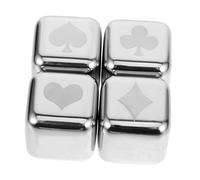 Mipcase 4 pièces Pierres à Glace Réutilisables Acier Inoxydable Cubes de Refroidissement Rapide pour Whisky et Vin Motif Poker Conservation Goût Sans Altération des Boissons