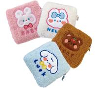 Mipcase 4 Pièces Pochette Menstruelle Peluche Mignonne pour Serviettes Hygiéniques Portable pour Filles Utilisation Scolaire et Bureau