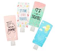 Mipcase 4 pièces Sac de Voyage avec Squeeze Bag Portable Poches de Rangement pour Lotion Cosmétique pour Shampooing et Gel Rose Blanc Bleu Vert Étoilé