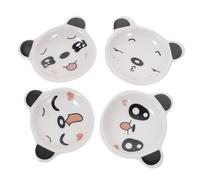 Mipcase 4 pièces Soucoupes Céramique Panda pour Sauce Soja et Condiments Ménagère Décorative et Pratique pour Cuisine et Repas