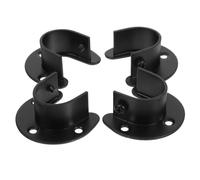 Mipcase 4 pièces Support Tringle Rideaux INOX Noir Support Fixation Robuste pour Tringle Porte Serviettes et Penderie Socle Mural Acier Inoxydable Adapté Tiges Jusquà
