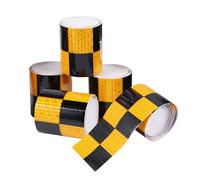 Mipcase 4 Rouleaux Ruban Réfléchissant Adhésif Noir en Pvc pour Sécurité, Résistant aux Intempéries Forte Adhérence, pour Signalisation Routière et Situations D'urgence