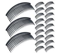 Mipcase 48pièces Peignes Cheveux Grands pour Chignons avec Dents Serrées Plastique Noir Léger pour Coiffure DIY