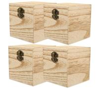 Mipcase 4pièces Boîte De Rangement Carrée Petite Lot Couvercle Et Serrure Pour Bijoux Articles Divers Coffret Cadeau Office