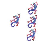 Mipcase 4pièces Décoration Murale Pendentif Gecko Murale Intérieure Et Extérieure Pour Jardin La Clôture Salon Couleur Bleue Artisanale