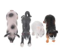 Mipcase 4pièces Figurines Animaux Ferme Cochon Chien Chat Lapin Réalistes Plastique Décorer Œufs Pâques Gâteaux Anniversaire Noël Cadeaux Invités Jeu Tout-Petits