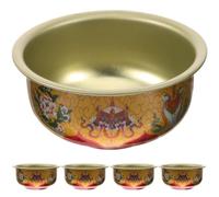 Mipcase 5 Pièces Bol de Lampe à Huile Bouddhiste en Fer Doré pour Contemplation et Rituels, Bol D'offrande Compatible Parfum Charbon et Résine, pour Espaces Zen