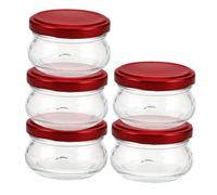 Mipcase 5 Pièces Bouteille nid d'oiseau Petits Pots en Verre Petits bocaux en Verre avec couvercles contenants de Yaourt en Verre avec couvercles Un Verre Rouge