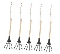Mipcase 5 Pièces Mini Small Garden Rake Ergonomic Four Tooth Iron Handheld Soil Cultivator for Weeding and Aeration in Small Gardens and Work