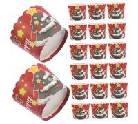 Mipcase 50 Pièces Caissettes à Cupcakes de Noël Rouges Motifs Sapin et Moules Jetables pour Muffins Décorations Pâtisserie Xmas Cake et Résistantes