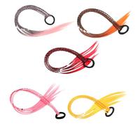 Mipcase 5pièces Queue De Cheval Avec Perruque Cordon Tressé Pour Garçon Fille Élastiques Pour Cheveux Couettes Pour Filles