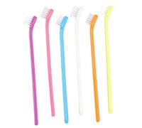 Mipcase 6 pièces Brosse à Dents Simple Tête pour Chien et Chat Brosse Dentaire Portable pour Chiots Nettoyage Oral Pratique Blanc Rose Bleu Orange Jaune pâle