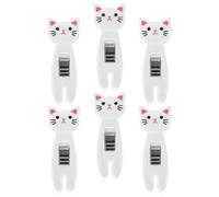 Mipcase 6 pièces Lot de Pinces à Linge Multifonctions Blanc Clips Anti-Vent Forme de Chat pour Sachets Alimentaires Photos et Notes Légères et Portables