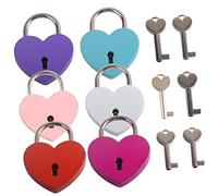 Mipcase 6 Pièces Mini Cadenas Forme de Cœur pour Coffrets Bijoux et Carnets Serrures Légères avec Clés pour de Maquillage Boîtes de Rangement et pour Couples