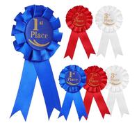 Mipcase 6 pièces Rubans de Récompense Événement Sportif Rosette Bleu Rouge Blanc pour Compétition Première Seconde Troisième Place