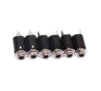 Mipcase 6 pièces Set Cylindrical Guitar Stereo Jack Socket Replacement For Acoustic Electric Bass With Prong Output Easy Install Without Screws