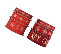Mipcase 6 Rouleaux Ruban Satin Rouge Noël avec Ruban Maille Pailleté Or Large pour Boîtes Fruits Décoration Fêtes Diy Supplies