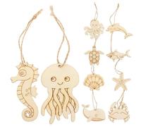 Mipcase 60 pièces Découpes Non Peintes Formes Animaux Marins DIY pour Décoration Bord de Mer et Artisanat