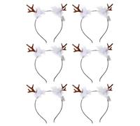 Mipcase 6pcs Bandeaux de Cheveux Lumineux en Plastique Marron Cornes de Cerf, Décoration Créative Simple pour Activités de Célébration et Fêtes de Noël