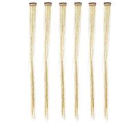 Mipcase 6pcs Extensions de Cheveux à Clipser Tresses à Paillettes en Soie Pet Or, Faciles à Attacher Retirer, pour Danses et Night-club