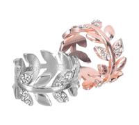 Mipcase Anneaux D'écharpe Feuilles en Alliage de Zinc Strass, Pinces Porte-écharpe Élégantes pour Foulards en Soie, Lot de 2 Pièces, Bord Poli, Design Unique pour Toutes Occasions