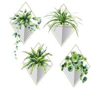 Mipcase Autocollants Muraux Plantes Vertes Amovibles Set DIY Décoratif Poterie Adhésive pour Chambre Garçon Fille Salon Stickers Muraux et Facile à Poser