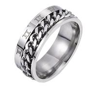 Mipcase Bague Unisexe Acier à Chiffres Romains Rotative avec Chaîne Anneau pour Mariage et Usage Style Mode