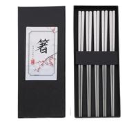 Mipcase Baguettes en Acier Inoxydable 304 Anti-dérapantes 5 Paires, Forme Carrée, Réutilisables et Compatibles Lave-vaisselle, Ensemble Boîte Présent et Sachet Transparent, Cuisine