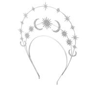 Mipcase Bandeau Lune Argenté à Trois Niveaux Étoiles et Cristaux, Serrage-Tête Céleste en Strass pour Mariage, Bal de Fin d'Année et Cosplay, Accessoire Léger et Élégant pour Cheveux
