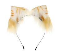 Mipcase Bandeau Oreilles Chat Simulées Orange et Blanc Accessoire de Cheveux Créatif et Chic Headdress Élastique pour Costume et Cosplay