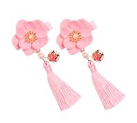Mipcase Barrettes à Cheveux Fleuries Pompons Taille Petite pour Fille Bébé Style Chinois Coiffure Traditionnelle Accessoires pour Cheveux Rose