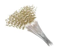 Mipcase Bâtonnets de Perles en Plastique Doré 3 Mm, Lot de 100 Pièces pour Bouquets de Mariage, Décorations de Fête, Centres de Table, Accessoires DIY pour Arrangements Floraux