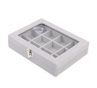 Mipcase Boîte à Bijoux Portable Compartiments Grise Organisateur Oreilles et Colliers Rangement Compact et Pratique pour Petites Parures pour Femmes et