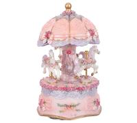 Mipcase Boîte à Musique Carrousel Rotative Vintage avec Lumières LED Multicolores, Huit Notes Mélodieuses, Décoration Lumineuse Violette sans Piles, Présent pour Noël et Anniversaires